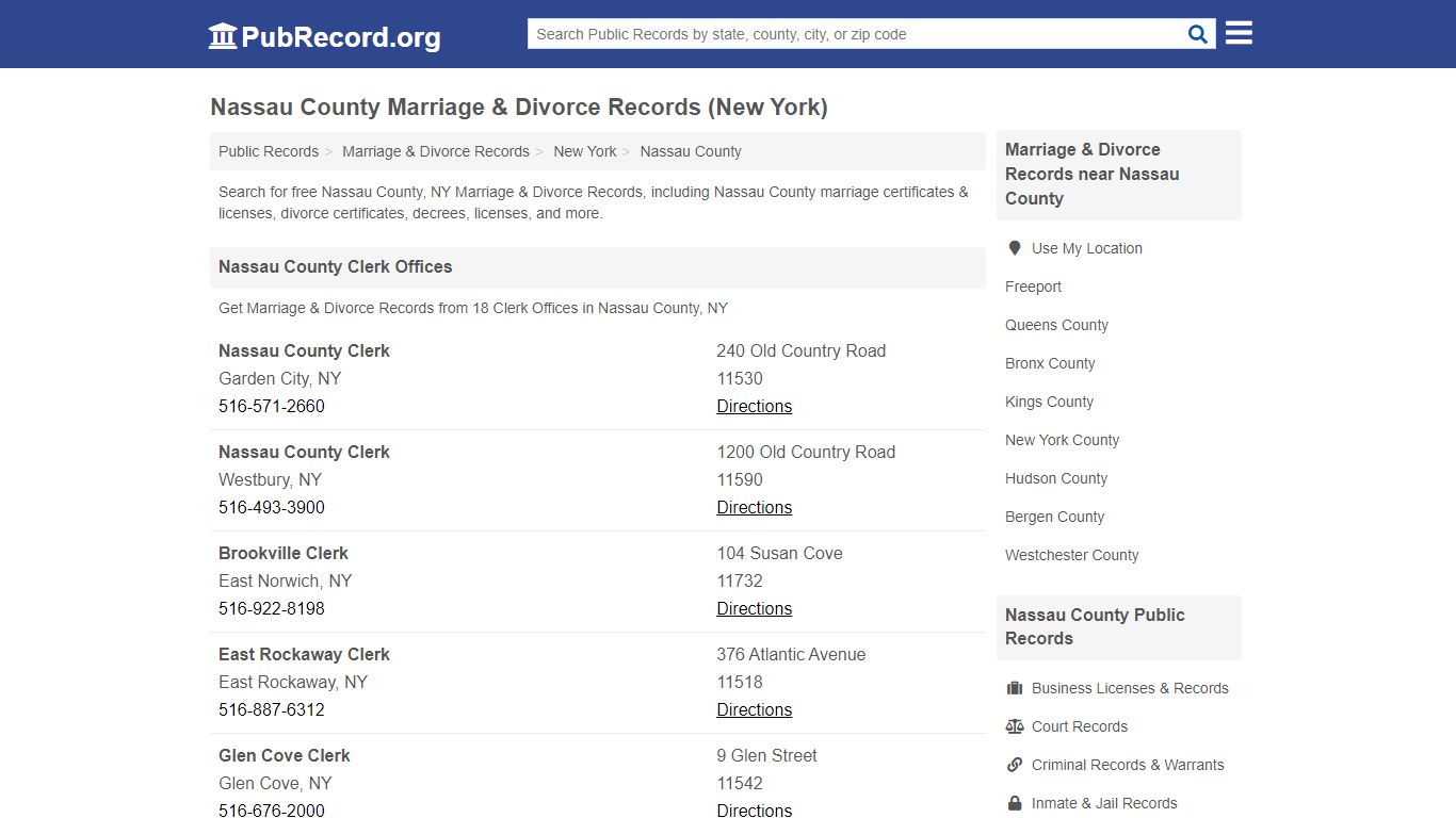 Nassau County Marriage & Divorce Records (New York)